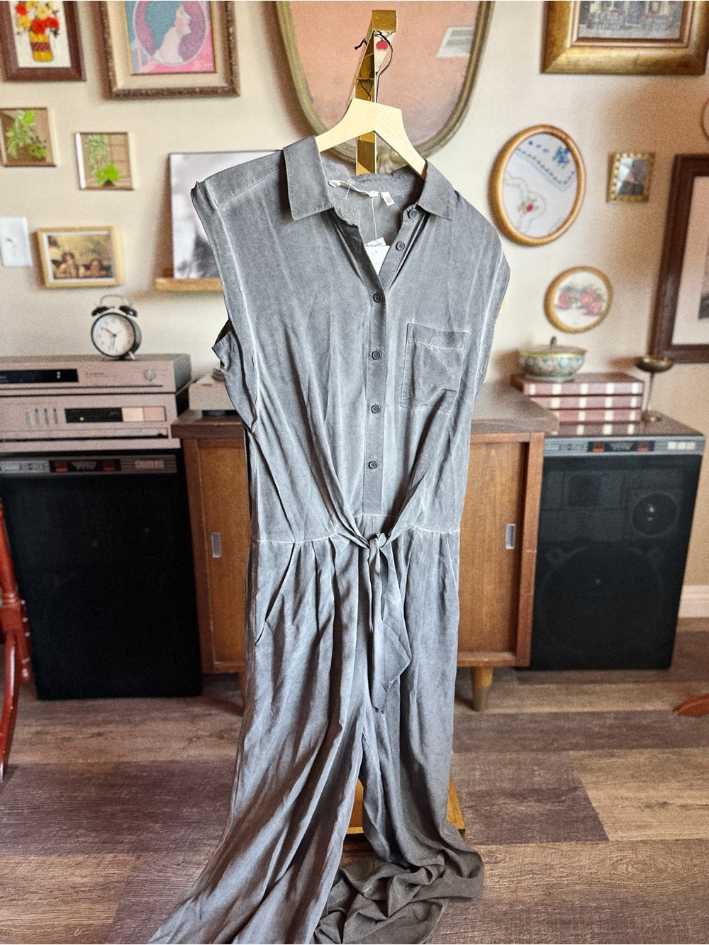 Soft Surroundings Camilla Jumpsuit | Gray Pigment Dyed Wide Leg